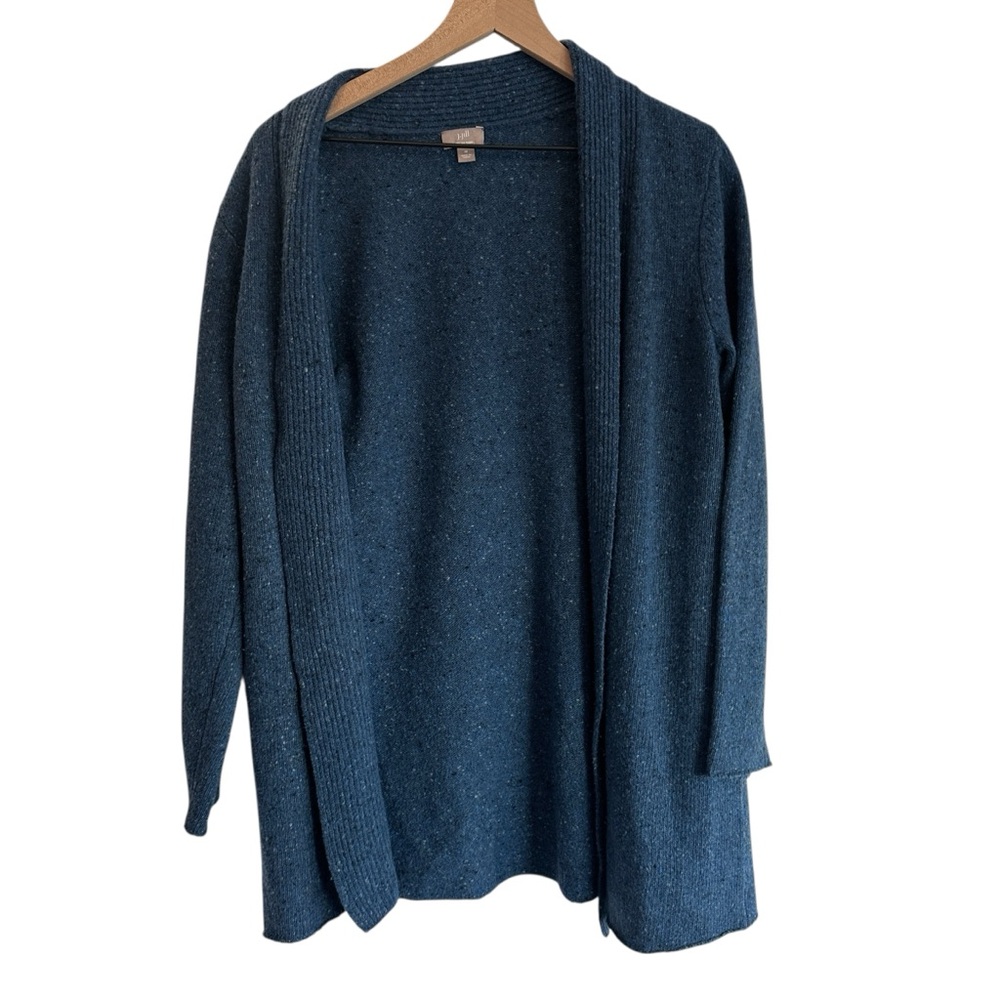 J. Jill Womens Sweater‎ Blue Medium Wool Cashmere Blend Open Cardigan Layering
